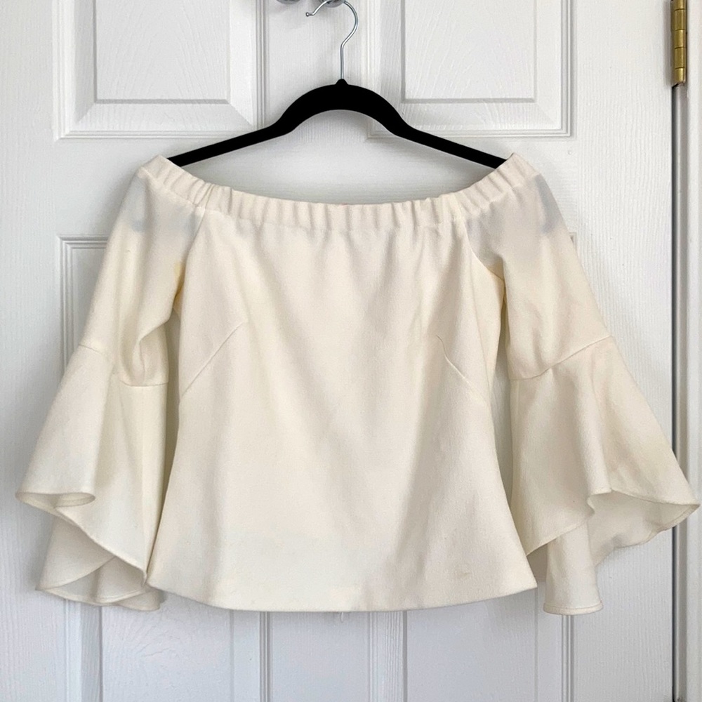 Eliza J white bell sleeve off the shoulder top 6